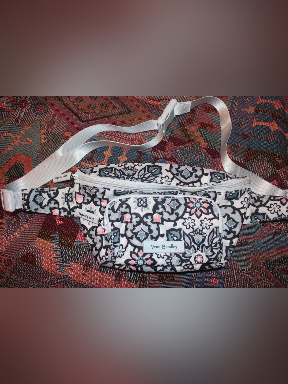 Vera Bradley Lisbon Medallion Belt Bag Fanny Pack Grey Pink NWOT